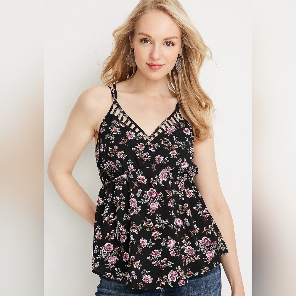 Floral Lattice Neck Tank NWT (S15)